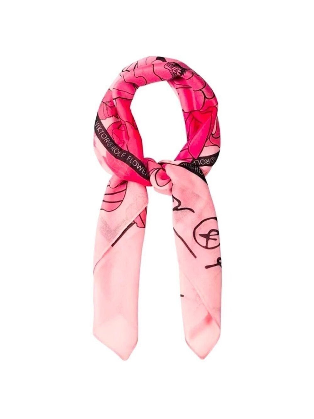 Viktor & Rolf Foulard Flowerbomb Pink Red Scarf New Authentic
